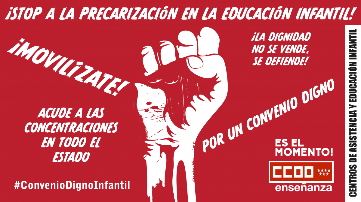 CCOO llama a la participación masiva en la huelga general de Centros de Asistencia y Educación Infantil