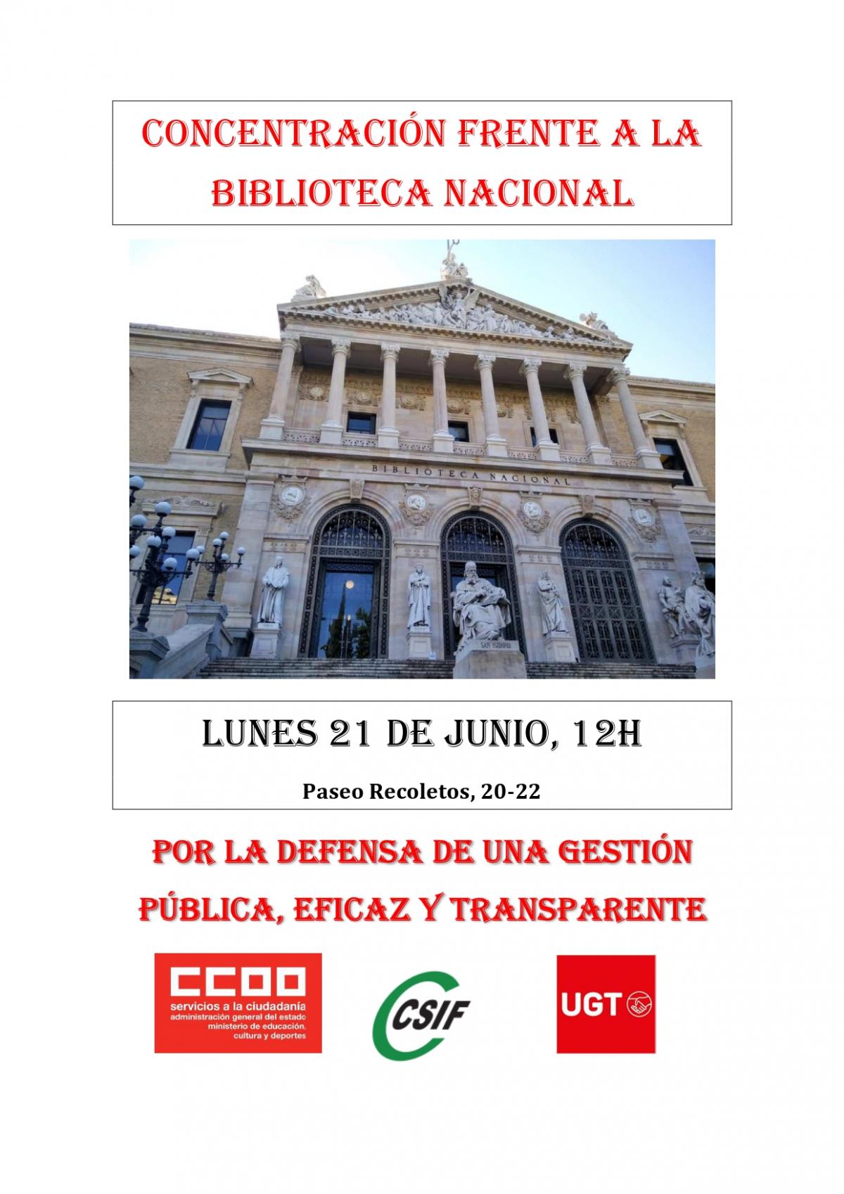 Cartel Concentración en la Biblioteca Nacional de España