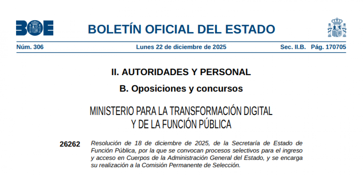 BOE lunes 22 de diciembre de 2025