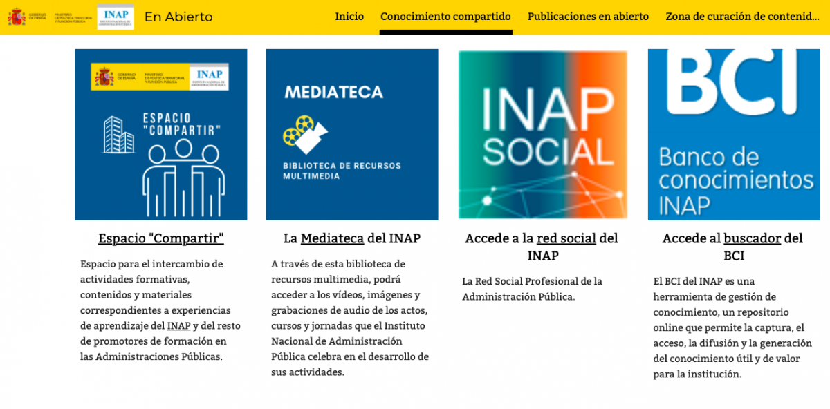 Espacio Compartir en la web del INAP