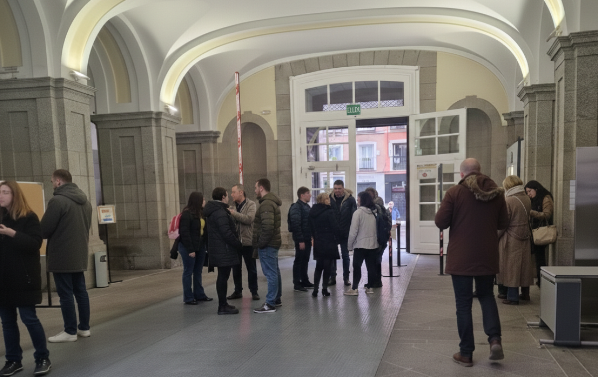 Opositores en la sede del INAP (modificada por IA)