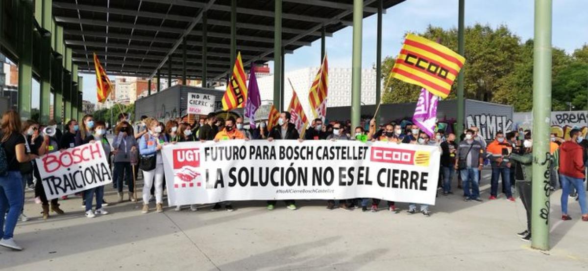 Manifestación de la plantilla de Robert Bosch Castellet contra el cierre