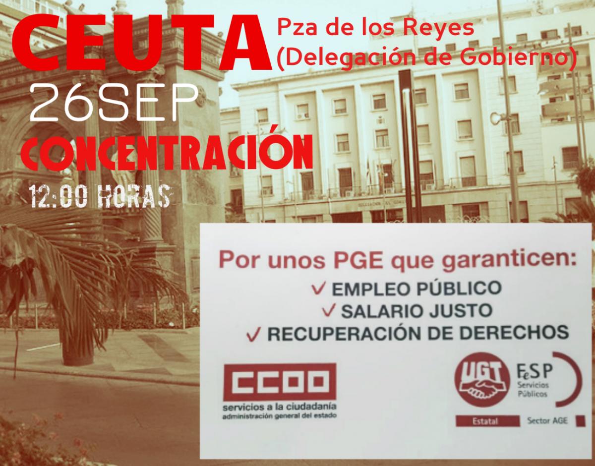 Cartel de la Concentración en Ceuta 26 sep 2017 empleados y empleadas públicas