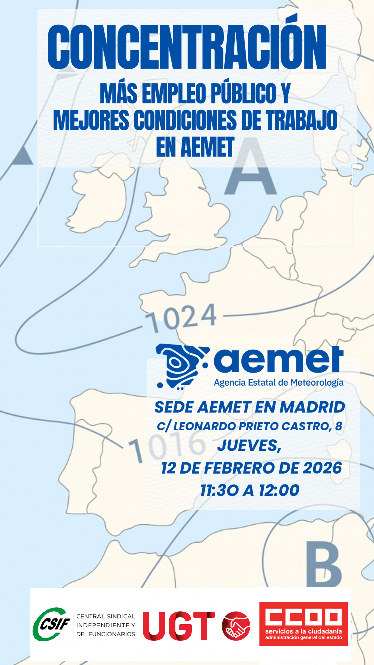 Cartel concentración en Madrid