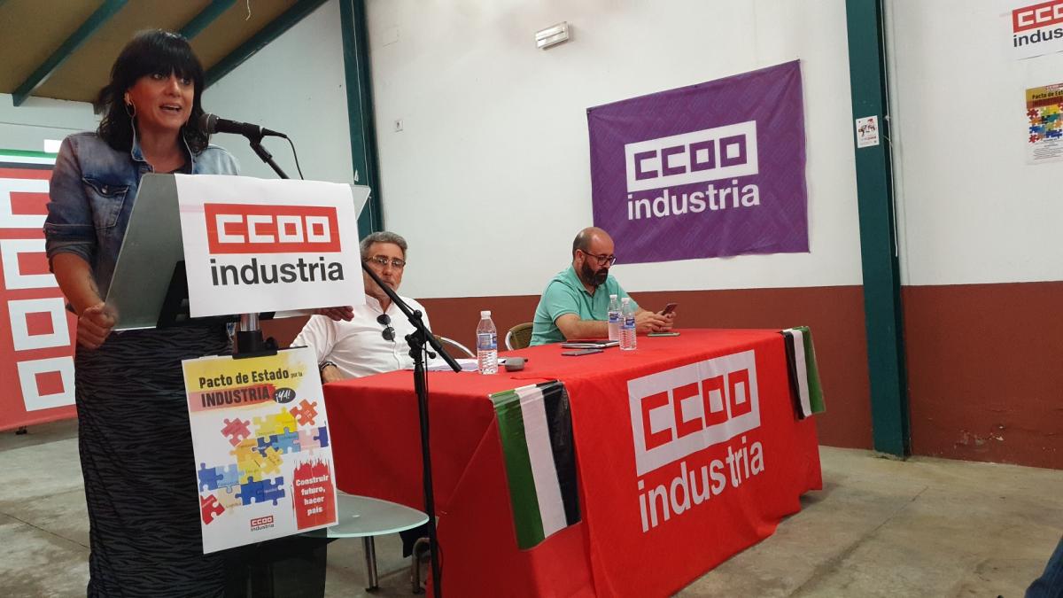 Garbiñe Espejo, en la asamblea de esta mañana en Zafra