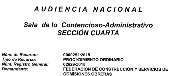 La Audiencia Nacional legitima a CCOO para recurrir en materia de contratación publica