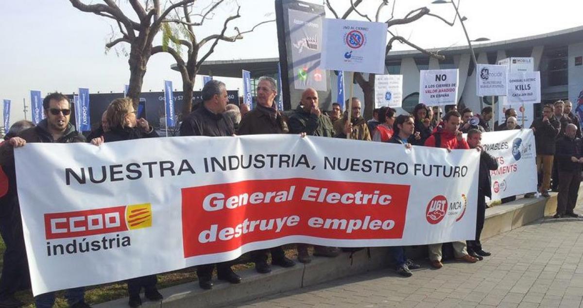 Moviliación de los trabajadores y trabajadoras de General Electric. Foto de archivo
