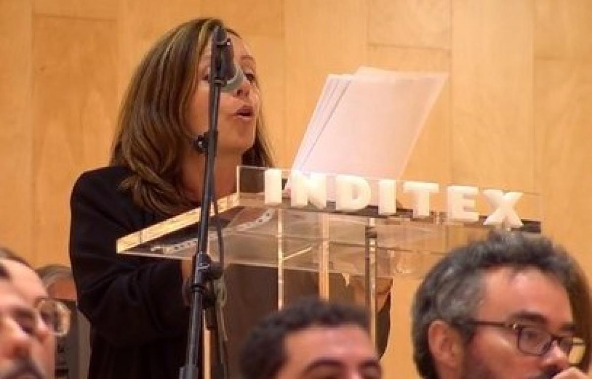 La representante de CCOO durante su intervención en la Junta General de Accionistas