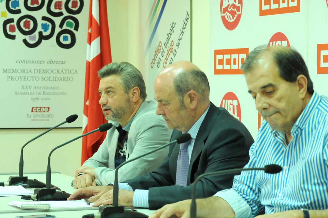 José Luis Villares, Pedro Iglesia y Víctor Fernández, de CCOO de Industria, Carbunion y UGT FICA