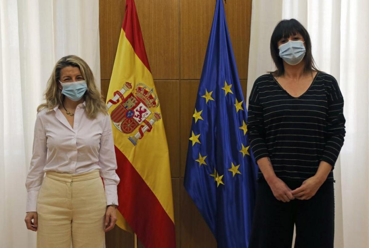 Garbiñe Espejo se ha reunido esta mañana con Yolanda Díaz para abordar la subcontratación y las falsas cooperativas en la industria cárnica