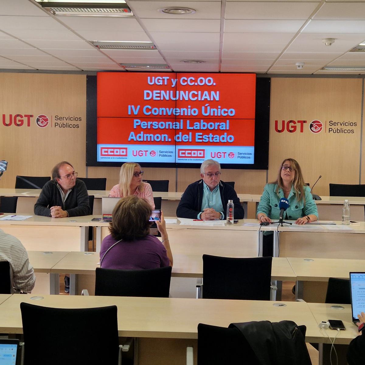 Rueda de prensa para la eliminación de la brecha salarial dentro de la AGE en la negociación del V Convenio Único del personal laboral