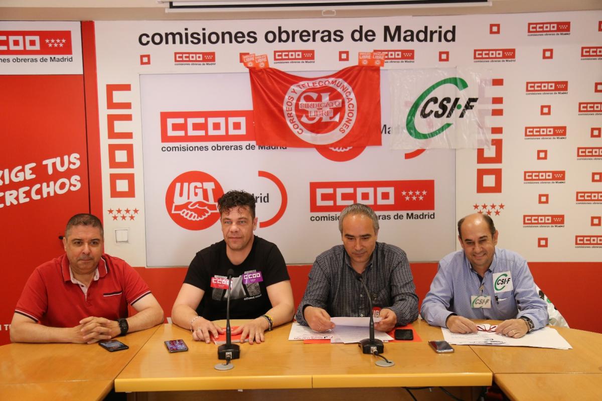 Rueda de prensa en la sede de CCOO de Madrid