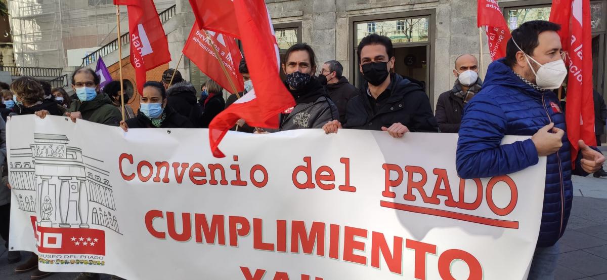 Concentración en defensa de un convenio digno en el Museo del Prado (13-01-2022).