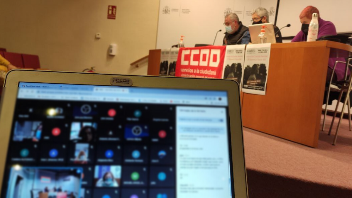 Asamblea informativa de CCOO en salón de ctos de la calle San Marcos, 40 en el Ministerio de Cultura.