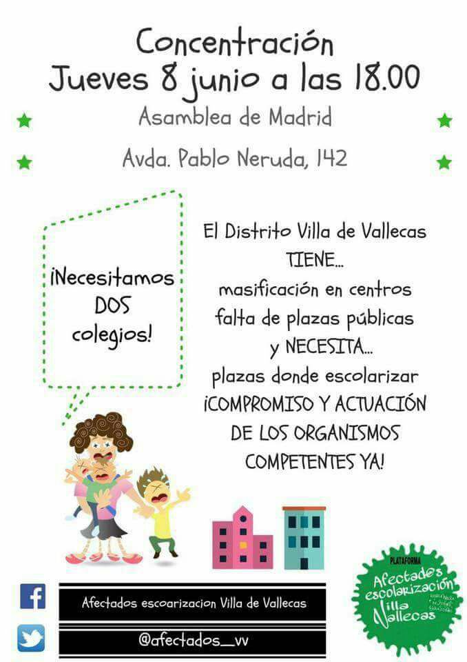 Concentración contra los problemas de escolarización en Villa de Vallecas