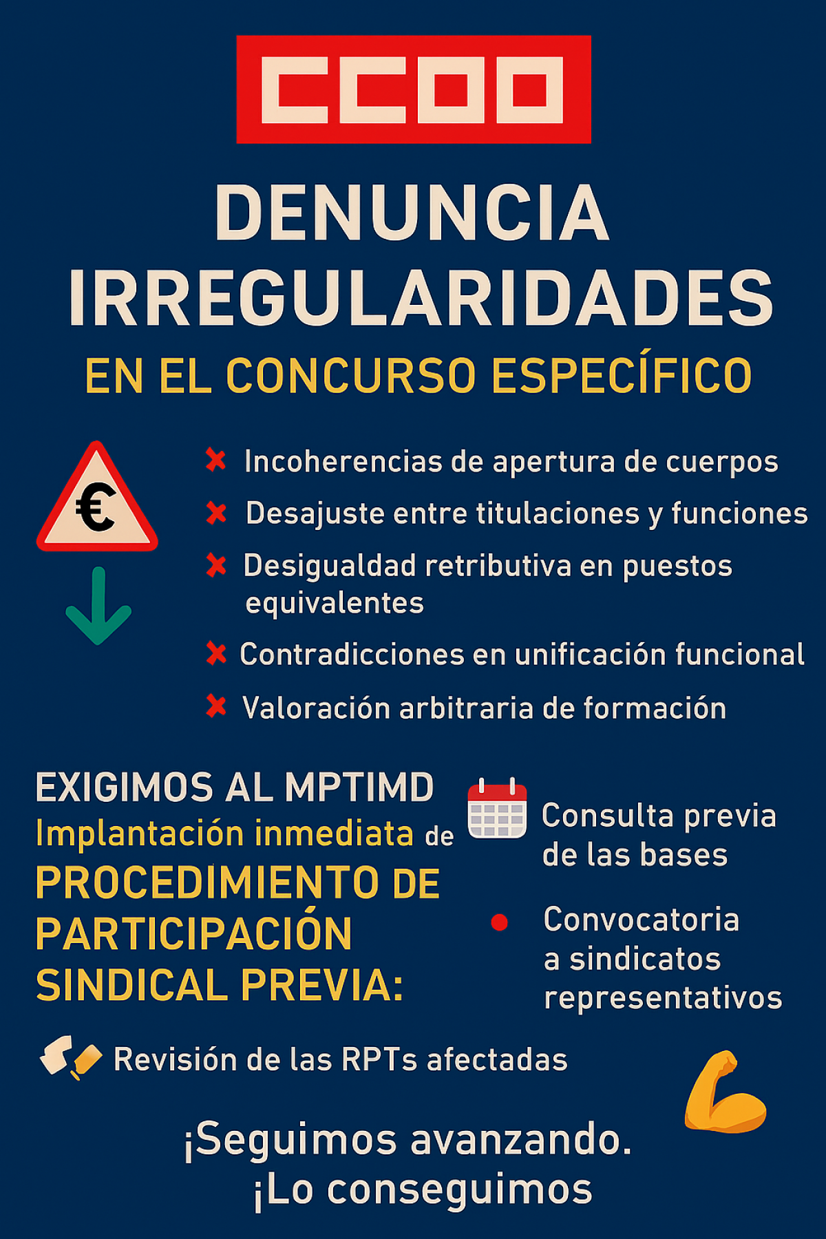 CCOO denuncia Irregularidades concurso especifico