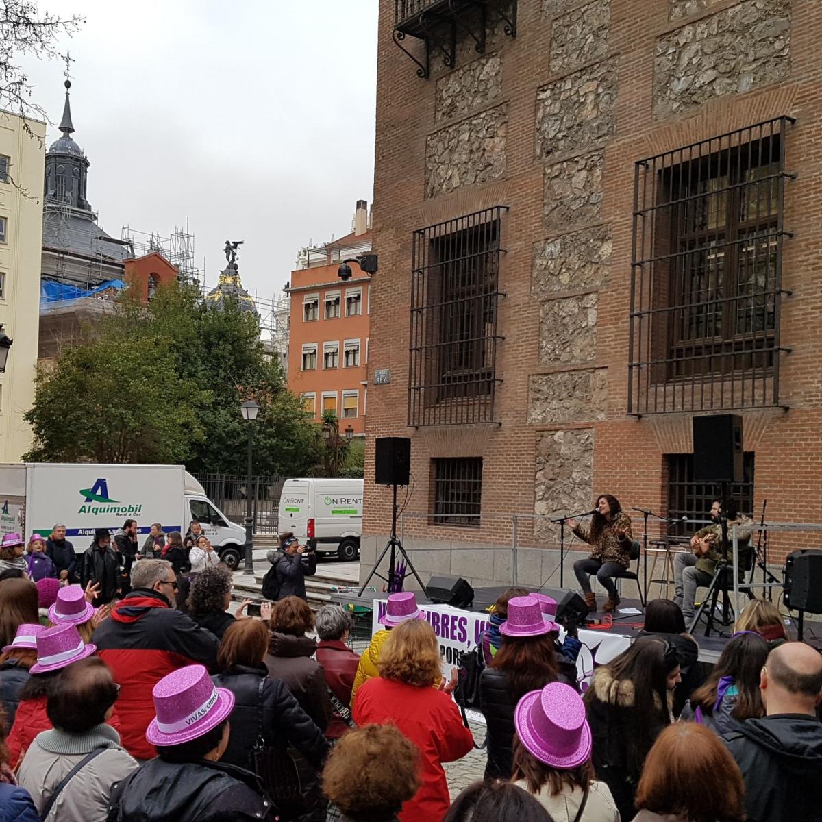 8M 2018 en madrid, acto de Plaza del Rey