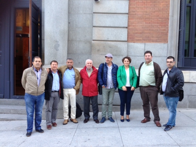 La delegación de CCOO y UGT junto a la portavoz socialista de industria